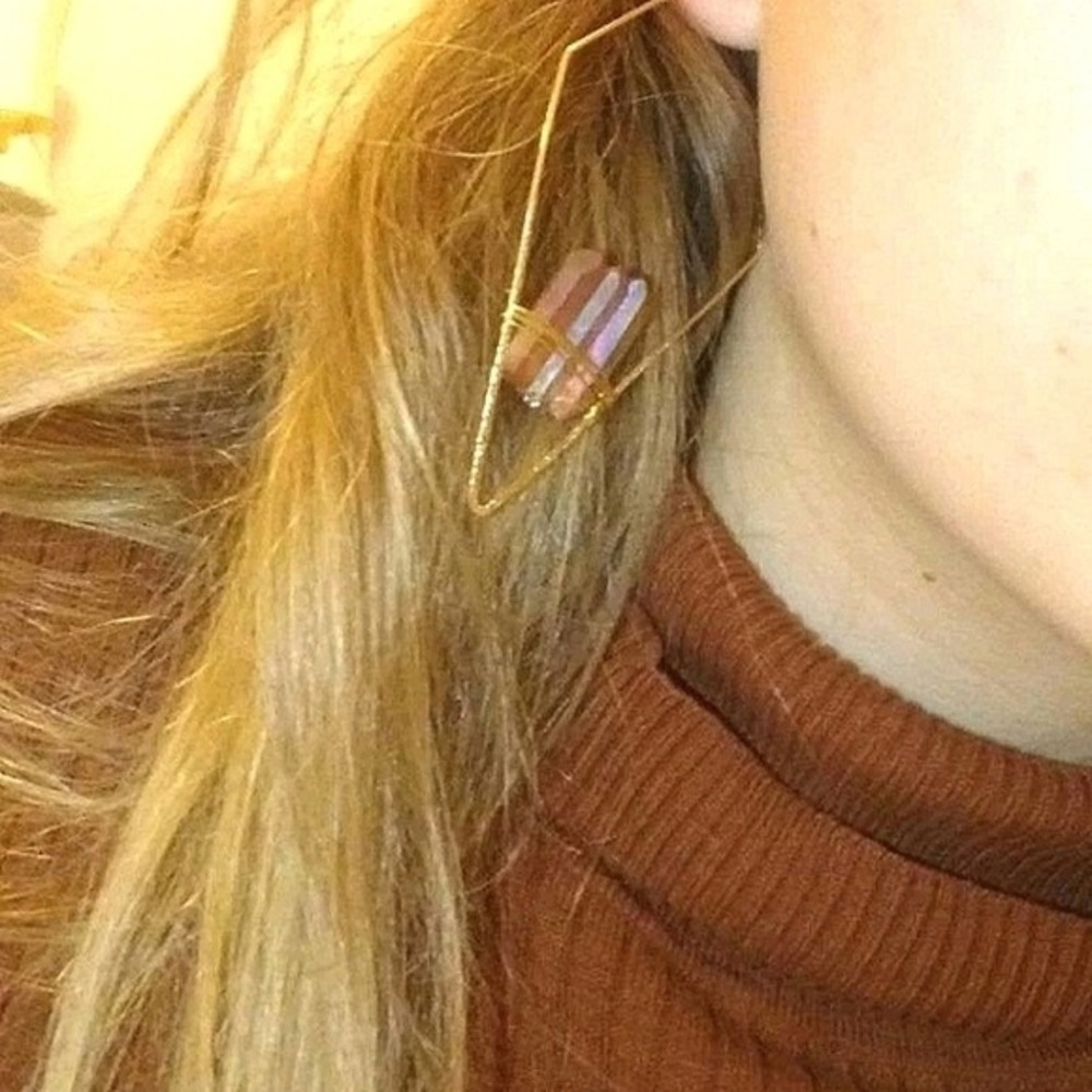 Womens boho Crystal gold hoop wire cute lightweight dainty earrings 💖2/$30 - Picture 8 of 14